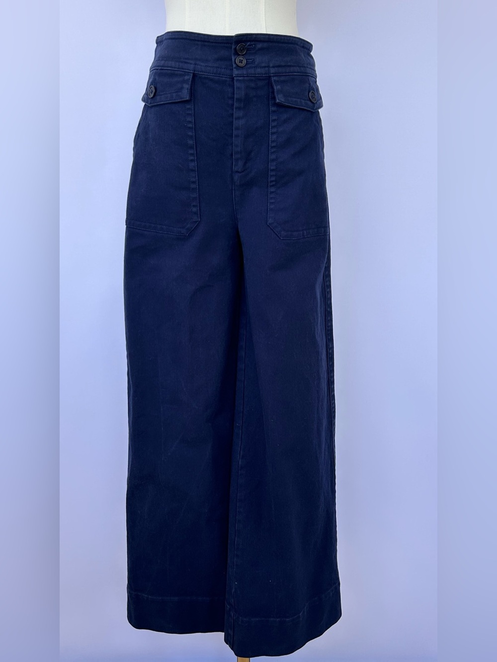 J. Crew Women’s Officer Pant High-Rise Wide Leg Navy Blue Size 4